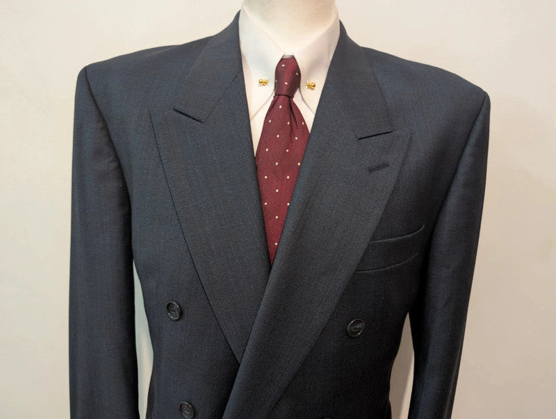 Magnifique costume croisé bleu en laine