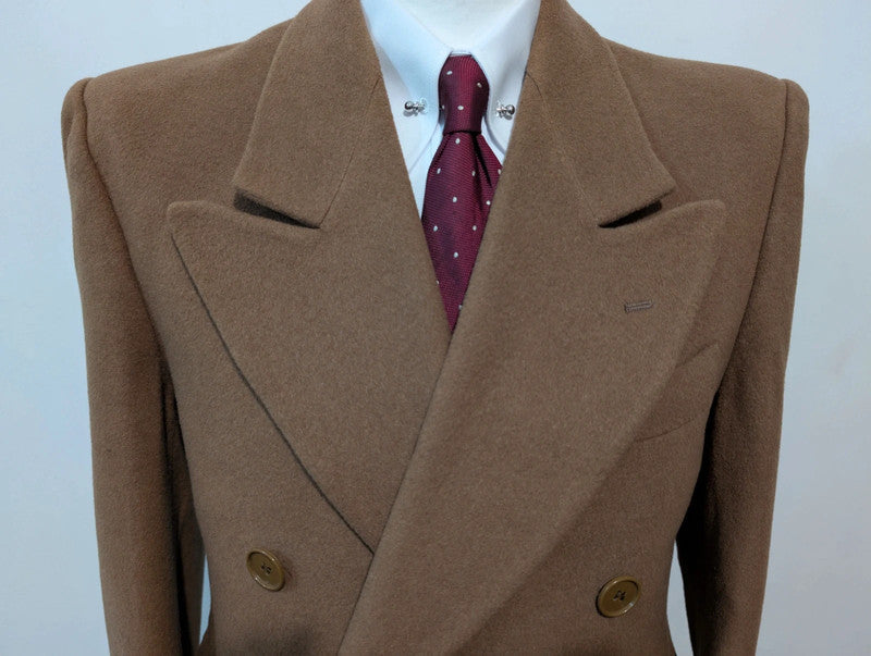 Impressionnant manteau croisé Camel en laine