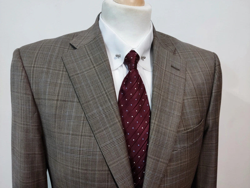 Glen plaid brown suit