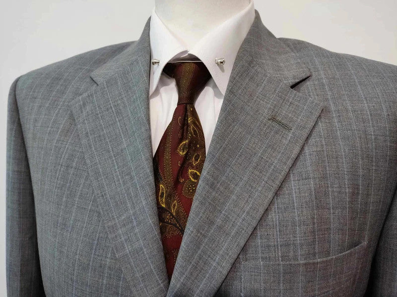 Impressive grey striped suit in fine wool