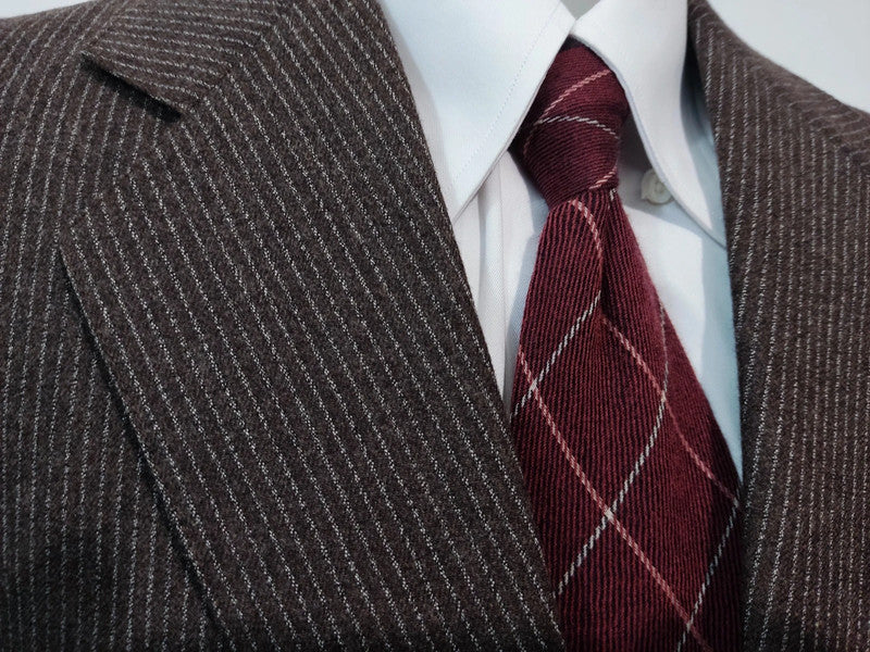 Brown pinstripe flannel suit