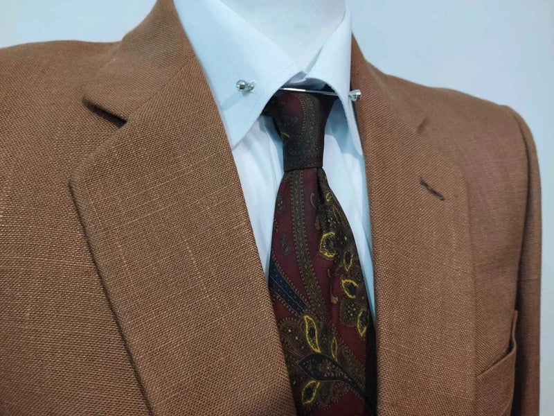 Brown linen suit