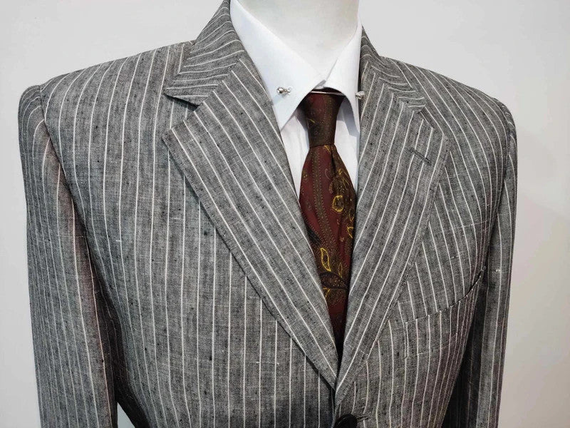 Chalkstripe linen suit