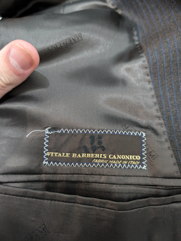 Brown pinstripe vitelline barberis canonico