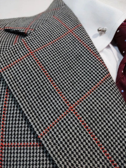 Petit costume gris a carreaux en laine