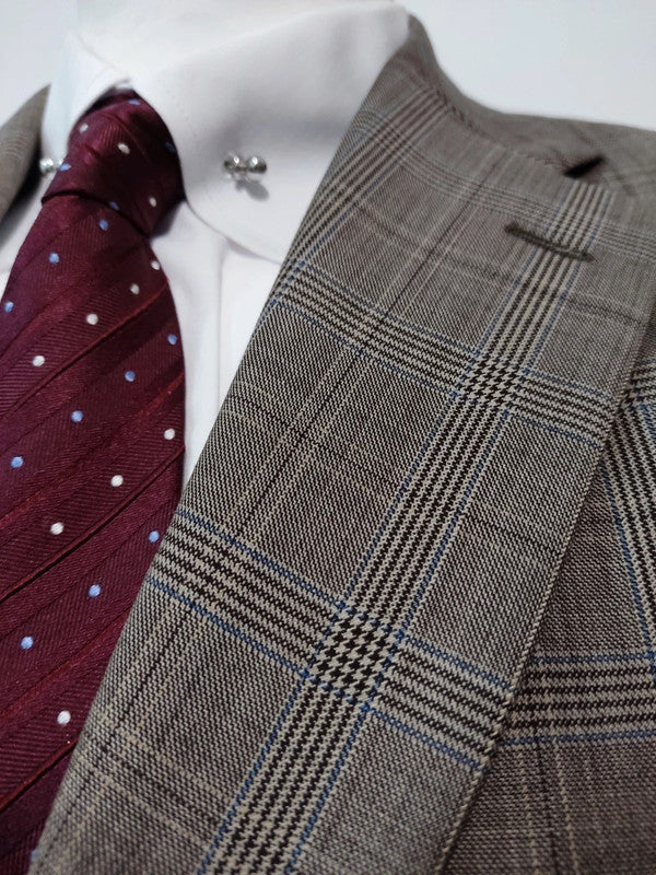 Glen plaid brown suit