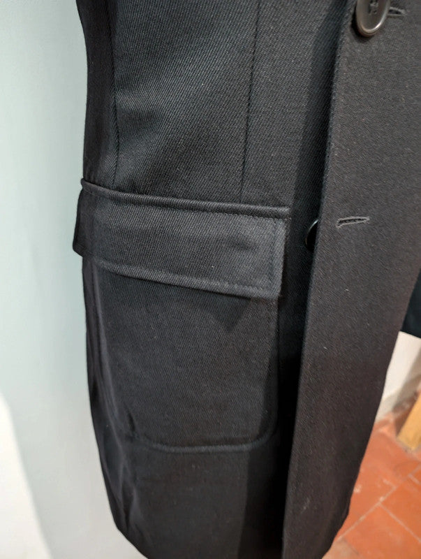 Dark black wool polo coat