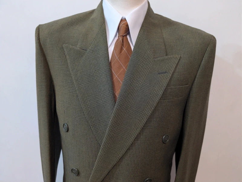 Prächtiger, zweireihiger grüner Wollanzug