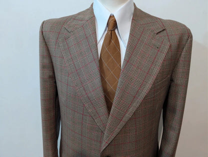 Fabuleux costume gris marron à carreaux en laine