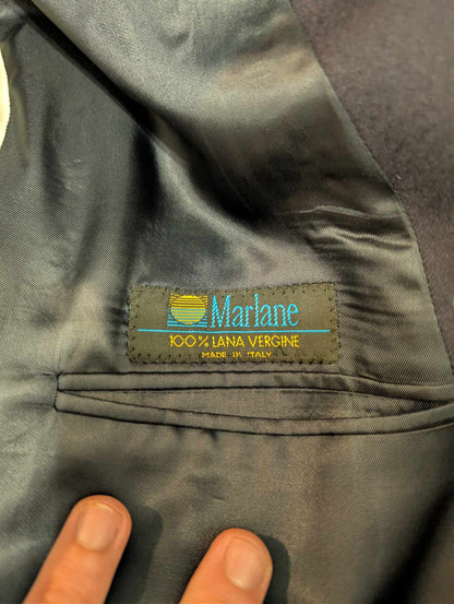 Élégante veste croisé bleu marine en flanelle lourde