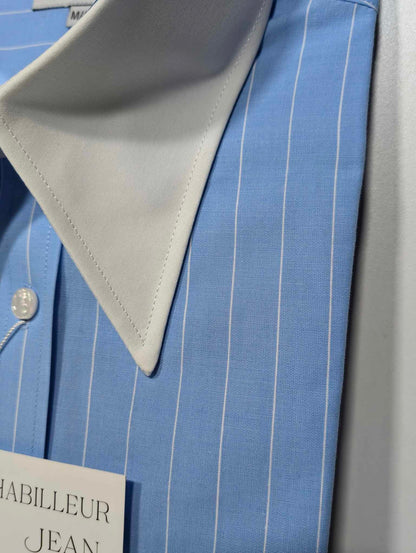 Winchester-Hemd mit spitzem Kragen und blauen Streifen