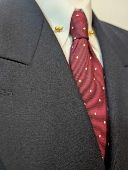 Élégant costume croisé bleu marine en flanelle de laine