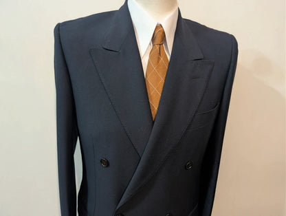Wunderschöner marineblauer Zweireiheranzug aus Wolle