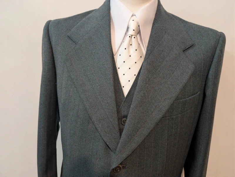 Fabuleux costume 3 pièces vert en laine épaisse