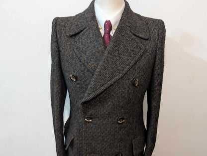Élégant manteau marron en tweed