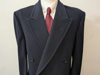 Magnifique manteau croisé bleu marine en laine