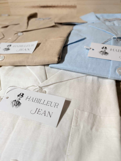 French Collar Shirt in Linen and Cotton