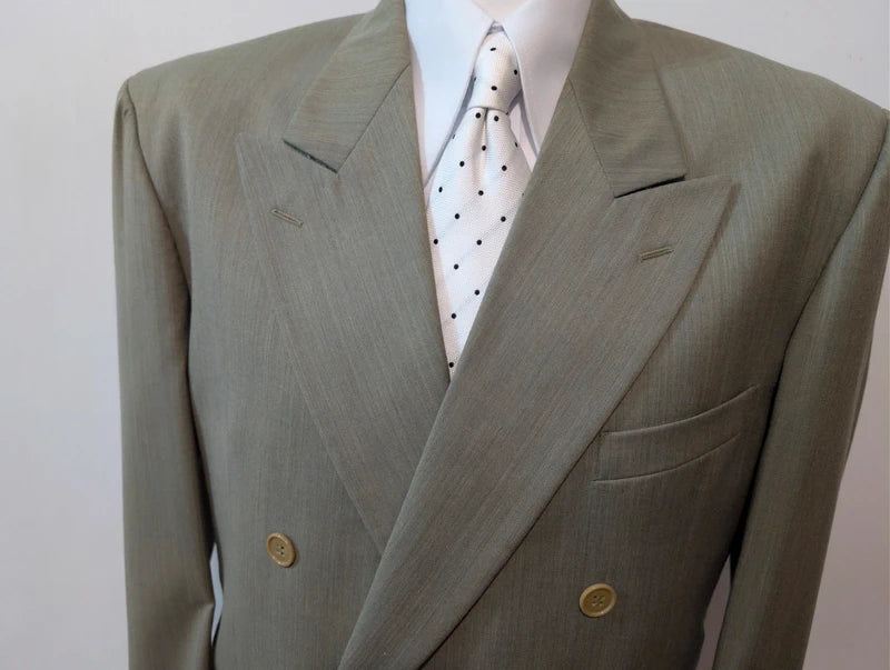Fabuleux costumes croisé vert en laine