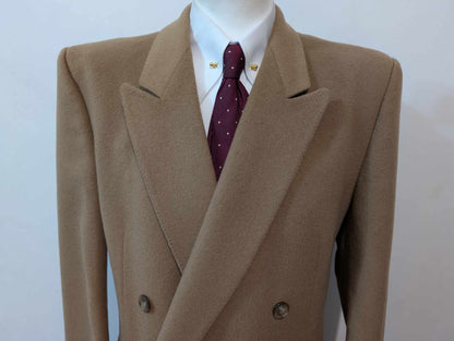 Lumineux manteau croisé camel en laine