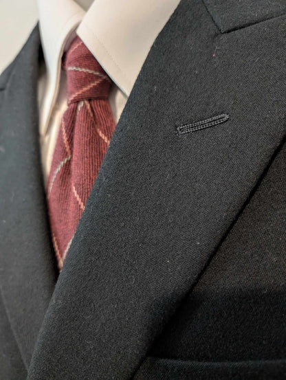 Adorable petit costume croisé noir en flanelle de laine