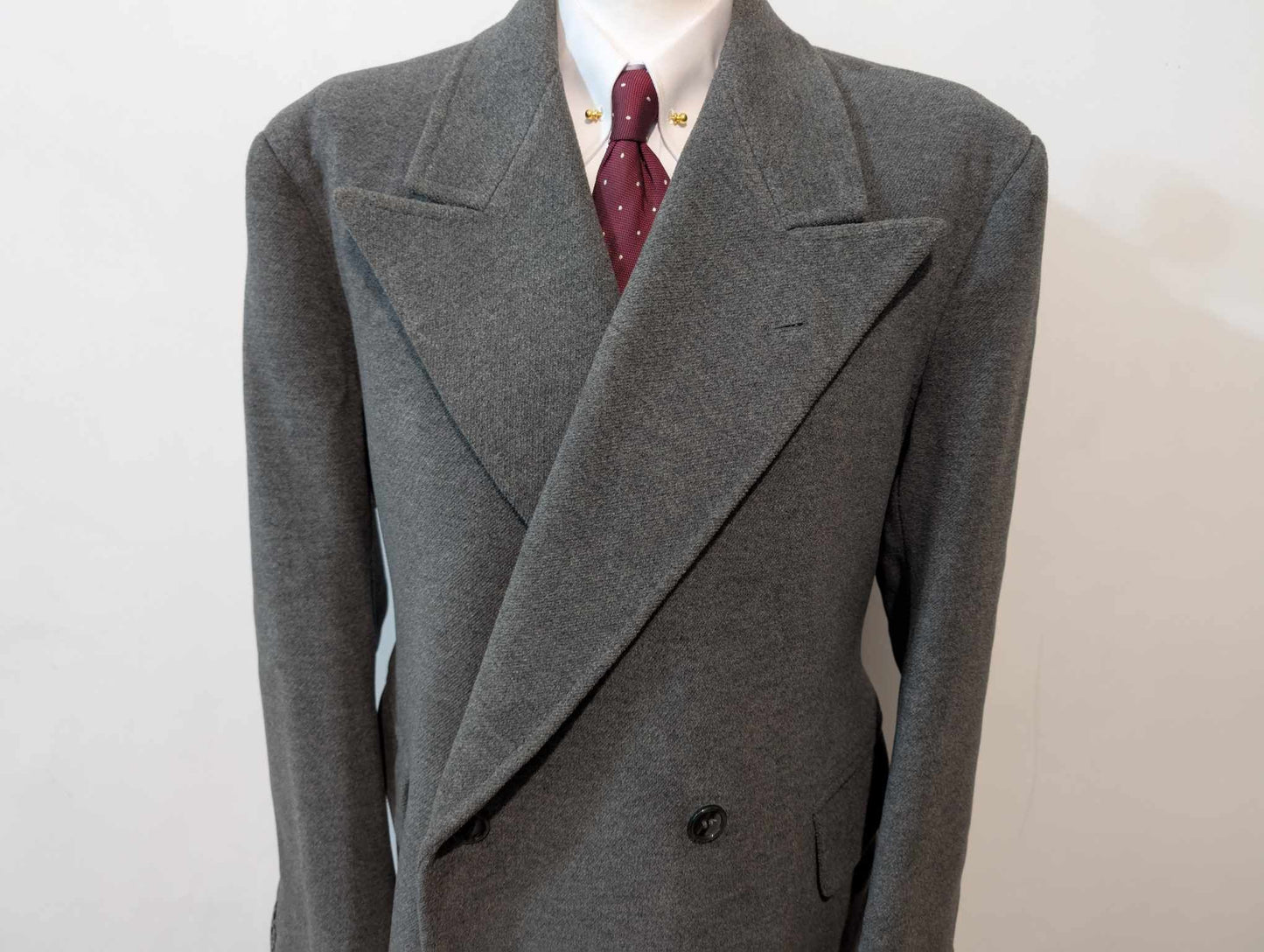 Ancien manteau croisé bespoke en laine épaisse