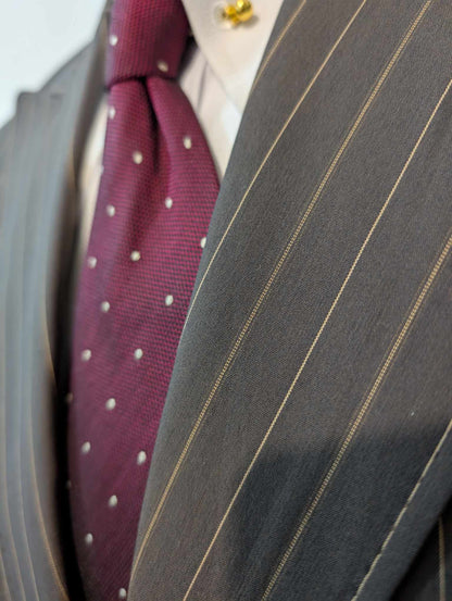 Magnifique costume pinstripe marron en laine