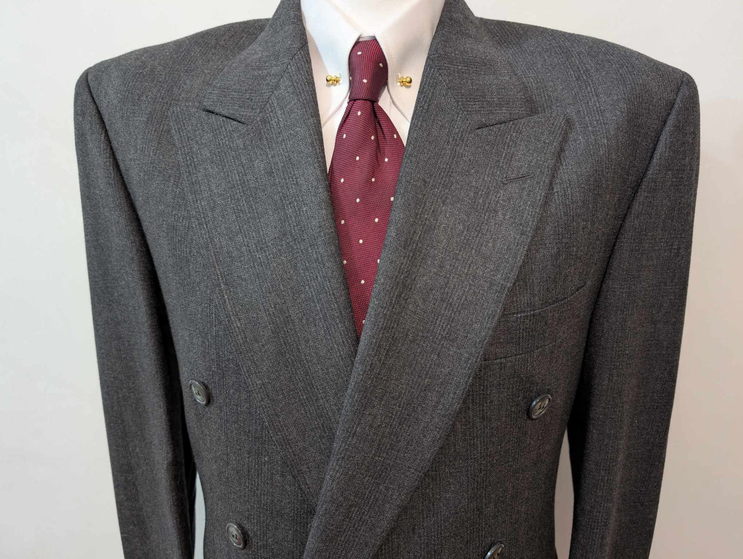 Magnifique costume croisé gris en flanelle
