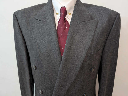 Magnifique costume croisé gris en flanelle