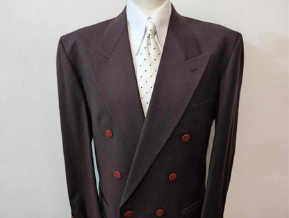 Außergewöhnlicher, zweireihiger, violetter Anzug aus schwerem Flanell