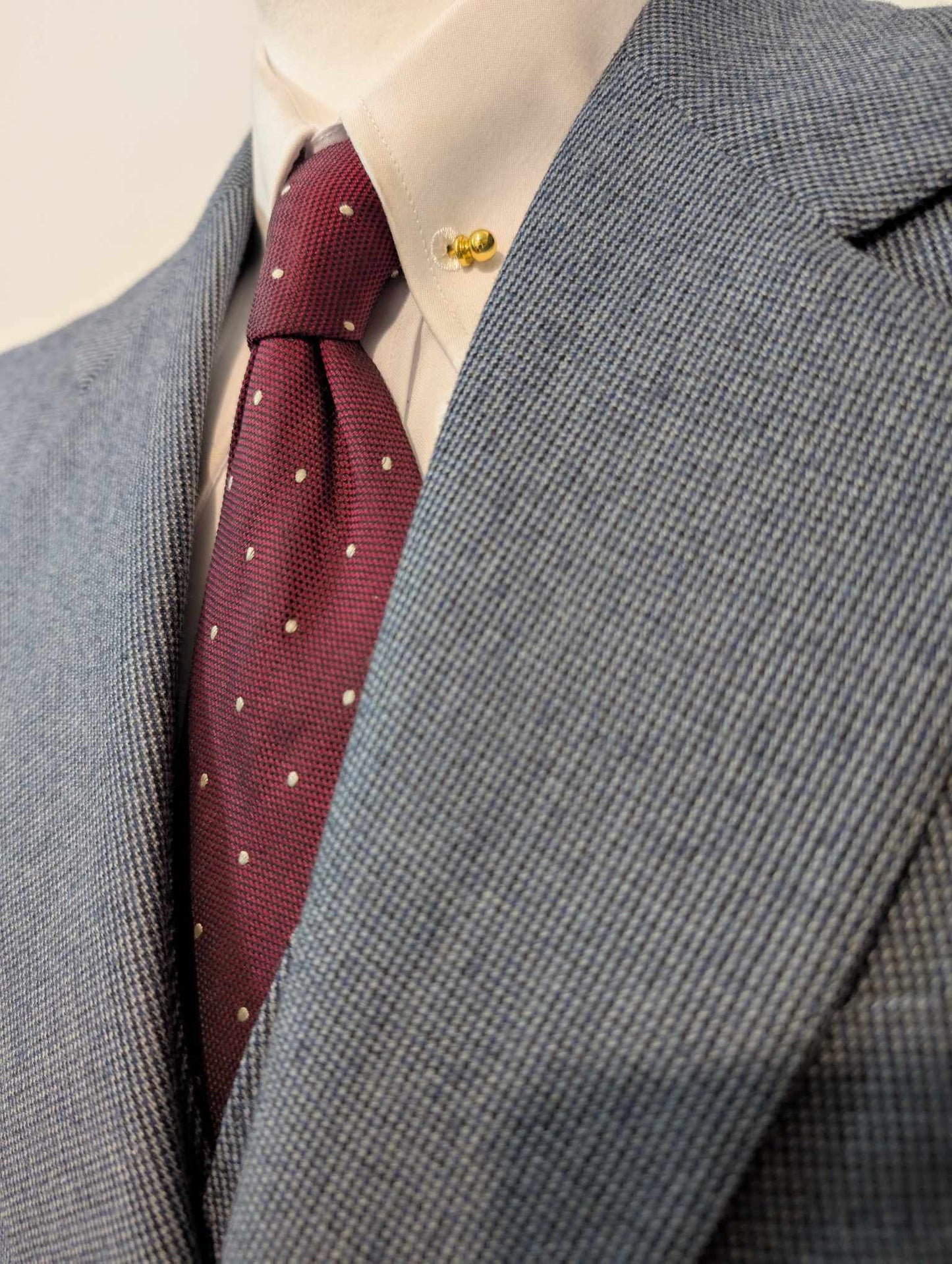 Majestueux costume trois pièces de couleur bleu en flanelle