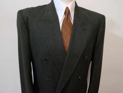 Original costume croisé vert en flanelle