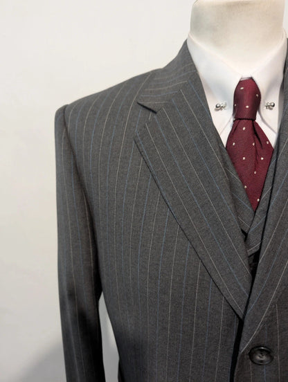 Extraordinaire costume 3 pièces pinstripe en laine