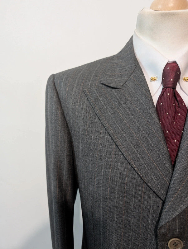 Furious gray wool pinstripe suit