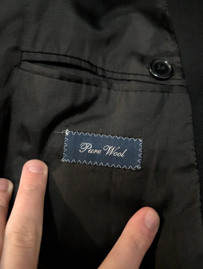 Dark black wool double-breasted suit