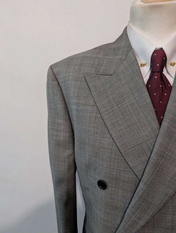 Splendide costume croisé gris en laine