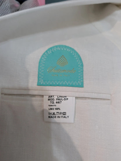 Lumineux costume croisé blanc en lin