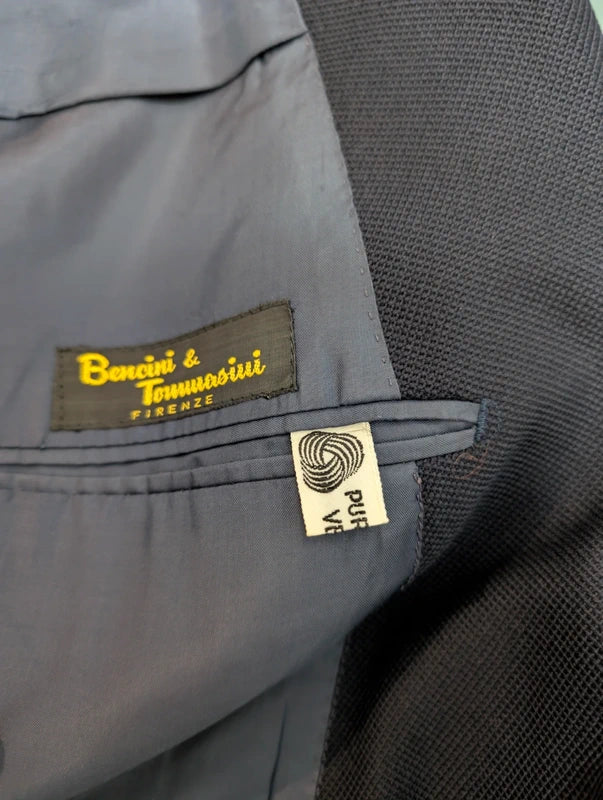 Außergewöhnliche marineblaue Doppelreiher-Wolljacke