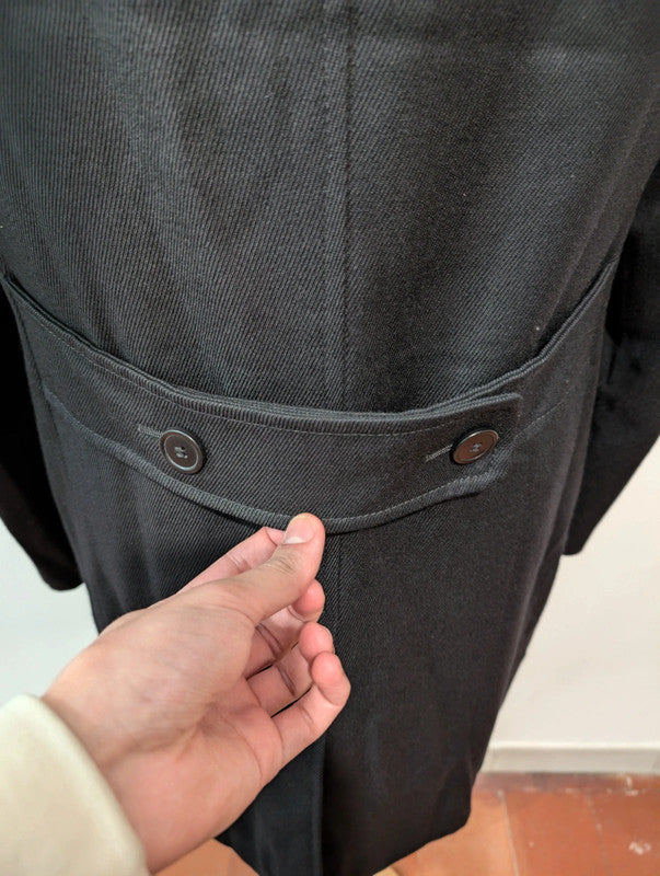 Dark black wool polo coat