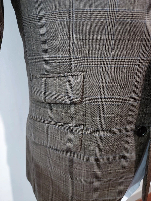 Glen plaid brown suit