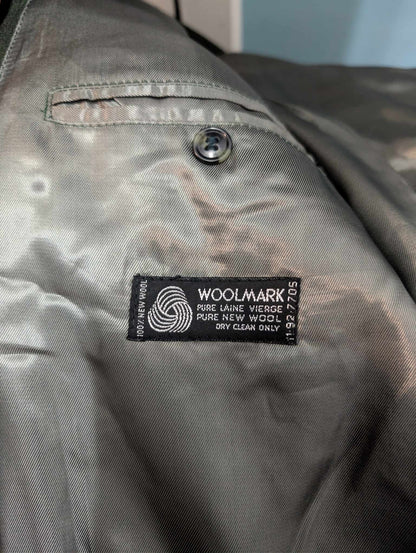 Original costume croisé vert en flanelle