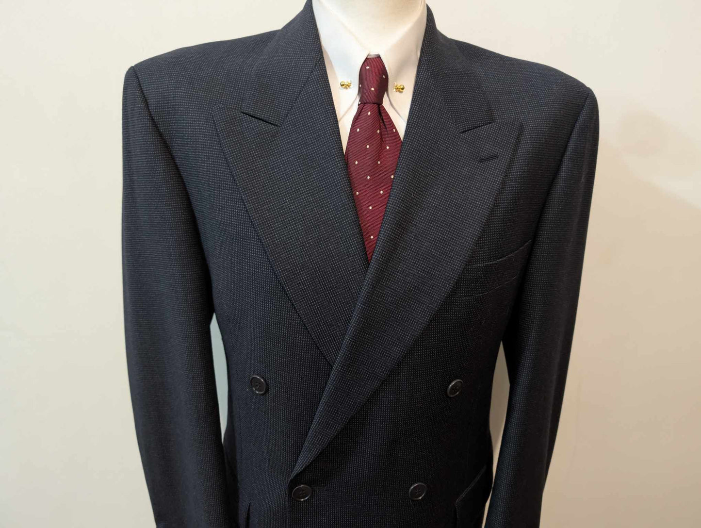 Sublime costume croisé bleu marine en laine