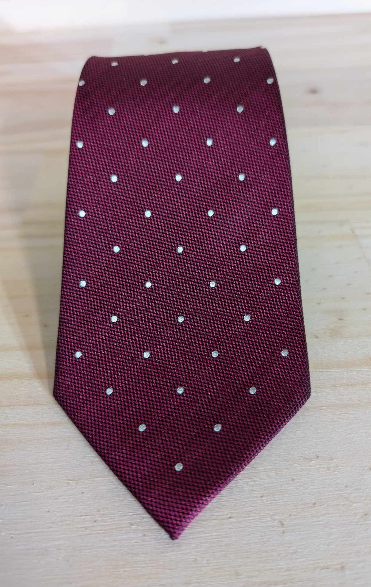 Red polka dot silk tie