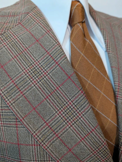 Fabuleux costume gris marron à carreaux en laine