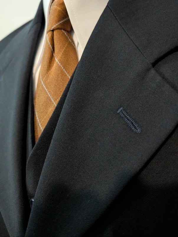 Génial costume 3 pièces bleu marine en laine