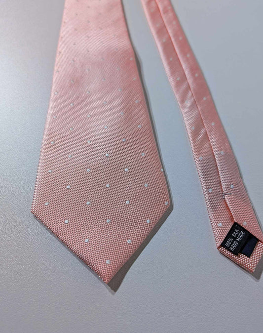 Cravate rose bonbon à poie blanc