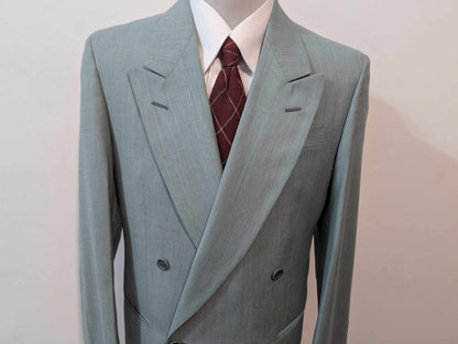 Mignon costume croisé bleu vert en laine légère
