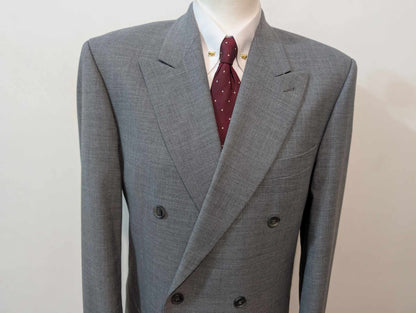 Fabuleux costume croisé gris en laine froide