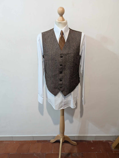 Génial costume 3 pièces marron en tweed