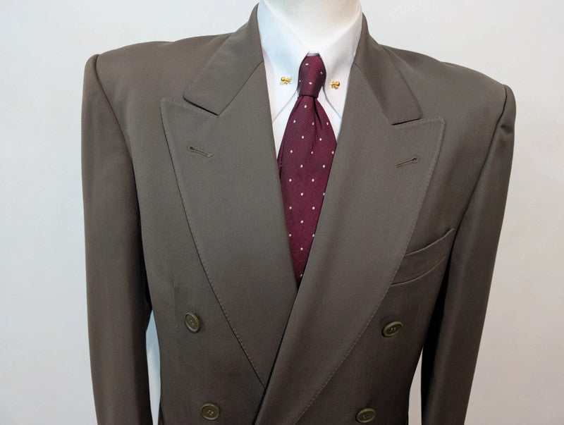 Classique costume croisé kaki gris en laine