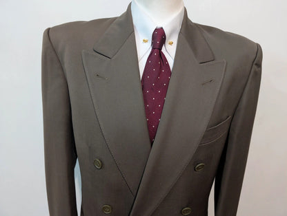 Classique costume croisé kaki gris en laine